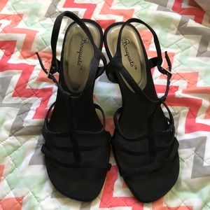Black strap heels. Size 6